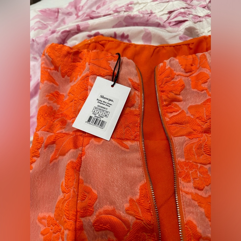 Showpo orange floral cocktail dress, size 4, nwt
